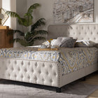 Baxton Studio Annalisa Modern Transitional Beige Fabric Upholstered Button Tufted King Size Panel Bed