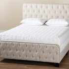 Baxton Studio Annalisa Modern Transitional Beige Fabric Upholstered Button Tufted King Size Panel Bed