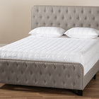 Baxton Studio Annalisa Modern Transitional Grey Fabric Upholstered Button Tufted King Size Panel Bed