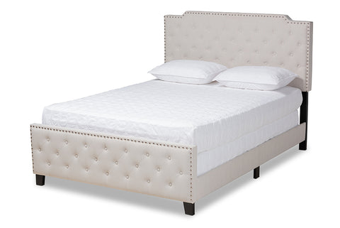 Baxton Studio Marion Modern Transitional Beige Fabric Upholstered Button Tufted King Size Panel Bed