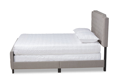 Baxton Studio Marion Modern Transitional Grey Fabric Upholstered Button Tufted King Size Panel Bed