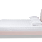 Baxton Studio Odille Modern Glam Light Pink Velvet Upholstered Walnut Brown Finished Wood Queen Size Seashell Shaped Platform Bed