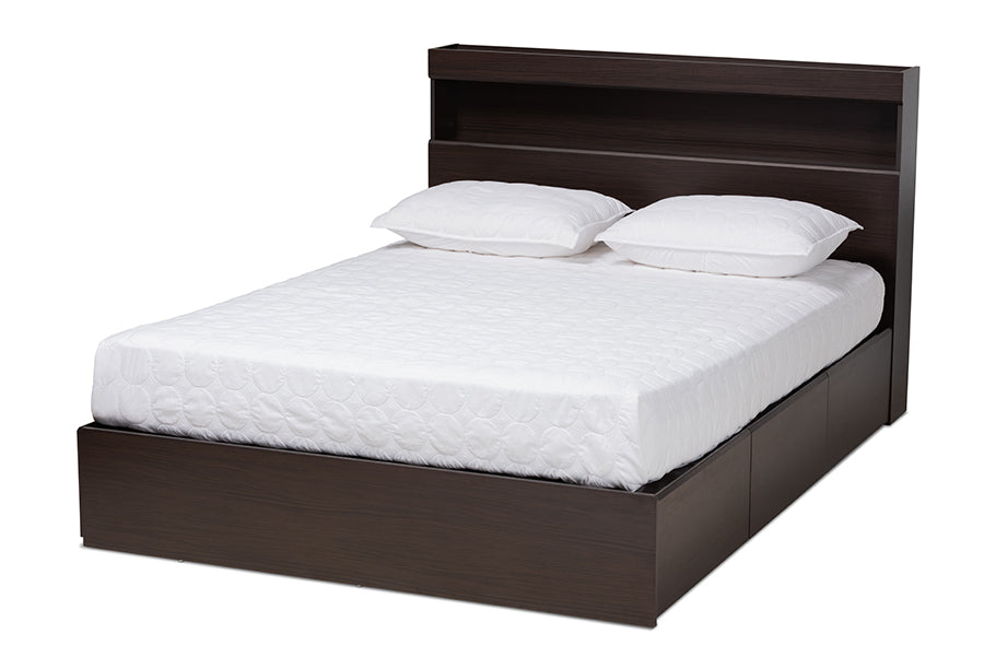 Baxton Studio Blaine Modern and Contemporary Dark Brown Finished Wood Queen Size 6-Drawer Platform Storage Bed