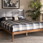 Baxton Studio Edmond Modern and Contemporary Grey Fabric Upholstered and Ash Walnut Brown Finished Wood Full Size Platform Bed