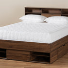 Baxton Studio Tristan Modern and Contemporary Walnut Brown Finished Wood 1-Drawer Queen Size Platform Storage Bed with Shelves