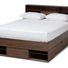Baxton Studio Tristan Modern and Contemporary Walnut Brown Finished Wood 1-Drawer Queen Size Platform Storage Bed with Shelves