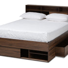 Baxton Studio Tristan Modern and Contemporary Walnut Brown Finished Wood 1-Drawer Queen Size Platform Storage Bed with Shelves