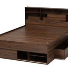 Baxton Studio Tristan Modern and Contemporary Walnut Brown Finished Wood 1-Drawer Queen Size Platform Storage Bed with Shelves