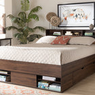 Baxton Studio Tristan Modern and Contemporary Walnut Brown Finished Wood 1-Drawer Queen Size Platform Storage Bed with Shelves