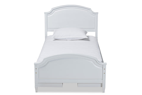 Baxton Studio Elise Classic and Traditional Transitional White Finished Wood Twin Size Storage Platform Bed
