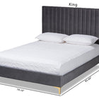 Baxton Studio Serrano Contemporary Glam and Luxe Grey Velvet Fabric Upholstered and Gold Metal Full Size Platform Bed