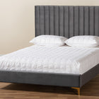 Baxton Studio Serrano Contemporary Glam and Luxe Grey Velvet Fabric Upholstered and Gold Metal Full Size Platform Bed