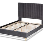 Baxton Studio Serrano Contemporary Glam and Luxe Grey Velvet Fabric Upholstered and Gold Metal Queen Size Platform Bed