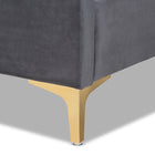 Baxton Studio Serrano Contemporary Glam and Luxe Grey Velvet Fabric Upholstered and Gold Metal Queen Size Platform Bed