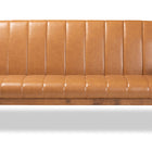 Baxton Studio Nikko Mid-century Modern Tan Faux Leather Upholstered and Walnut Brown finished Wood Sofa
