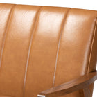 Baxton Studio Nikko Mid-century Modern Tan Faux Leather Upholstered and Walnut Brown finished Wood Sofa