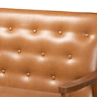 Baxton Studio Sorrento Mid-Century Modern Tan Faux Leather Upholstered and Walnut Brown Finished Wood Sofa