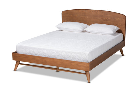 Baxton Studio Keagan Mid-Century Modern Transitional Walnut Brown Finished Wood Queen Size Platform Bed