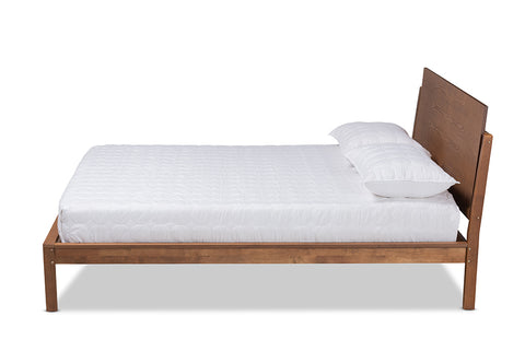 Baxton Studio Giuseppe Modern and Contemporary Walnut Brown Finished Queen Size Platform Bed
