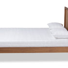 Baxton Studio Redmond Mid-Century Modern Walnut Brown Finished Wood and Synthetic Rattan Full Size Platform Bed