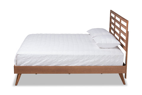 Baxton Studio Shiro Mid-Century Modern Ash Walnut Finished Wood King Size Platform Bed
