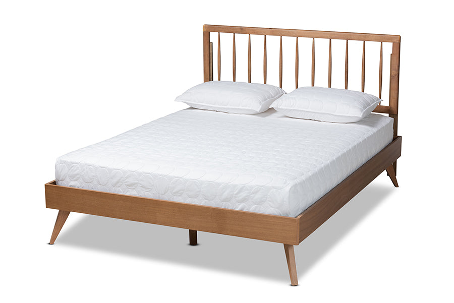 Baxton Studio Toru Mid-Century Modern Ash Walnut Finished Wood King Size Platform Bed