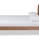 Baxton Studio Asami Mid-Century Modern Walnut Brown Finished Wood and Synthetic Rattan Full Size Platform Bed