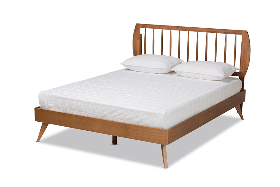 Baxton Studio Emiko Modern and Contemporary Walnut Brown Finished Wood Queen Size Platform Bed