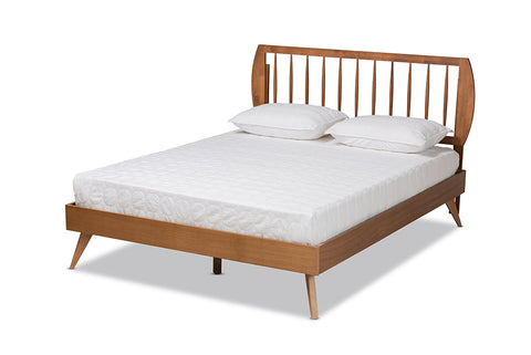 Baxton Studio Emiko Modern and Contemporary Walnut Brown Finished Wood Queen Size Platform Bed