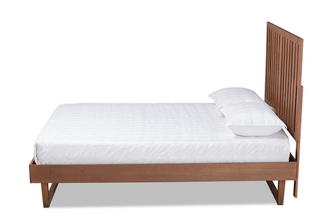 Baxton Studio Marin Modern and Contemporary Walnut Brown Finished Wood King Size Platform Bed