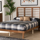 Baxton Studio Petra Mid-Century Modern Ash Walnut Finished Wood Queen Size Platform Bed