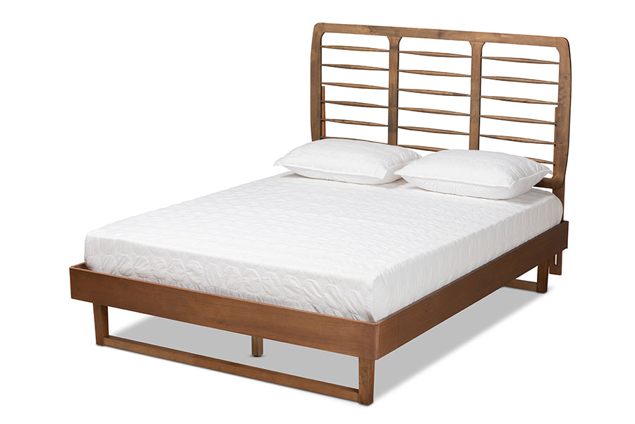 Baxton Studio Lucie Modern and Contemporary Walnut Brown Finished Wood Queen Size Platform Bed