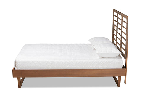 Baxton Studio Lucie Modern and Contemporary Walnut Brown Finished Wood Full Size Platform Bed