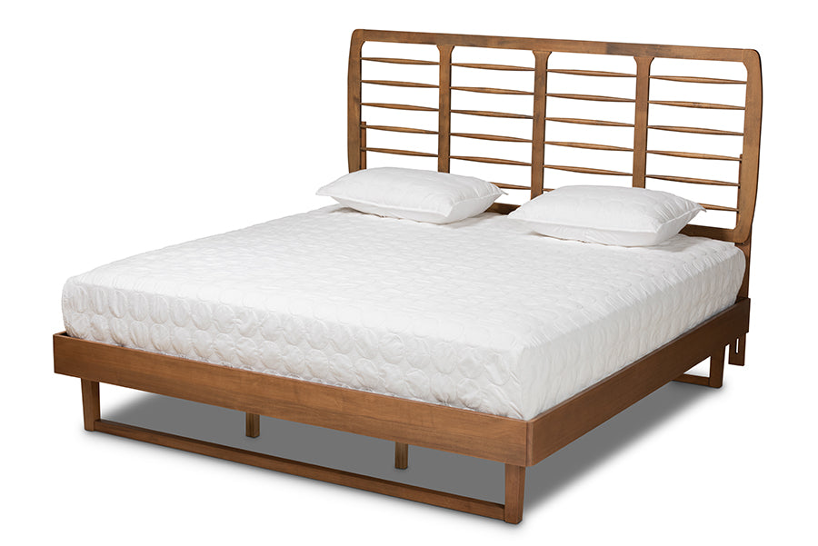 Baxton Studio Lucie Modern and Contemporary Walnut Brown Finished Wood King Size Platform Bed