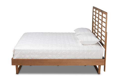 Baxton Studio Lucie Modern and Contemporary Walnut Brown Finished Wood King Size Platform Bed