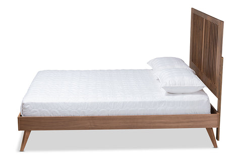 Baxton Studio Takeo Mid-Century Modern Transitional Ash Walnut Finished Wood Full Size Platform Bed