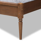 Baxton Studio Elston Mid-Century Modern Walnut Brown Finished Wood and Synthetic Rattan Full Size Platform Bed