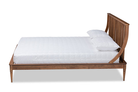 Baxton Studio Abel Classic and Traditional Transitional Walnut Brown Finished Wood Queen Size Platform Bed