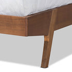 Baxton Studio Senna Mid-Century Modern Beige Fabric Upholstered and Walnut Brown Finished Wood Full Size Platform Bed