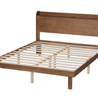 Baxton Studio Decker Mid-Century Modern Transitional Walnut Brown Finished Wood Full Size Platform Bed with Charging Station
