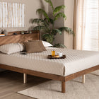 Baxton Studio Decker Mid-Century Modern Transitional Walnut Brown Finished Wood Full Size Platform Bed with Charging Station