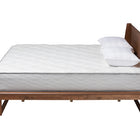 Baxton Studio Macayle Mid-Century Modern Ash Walnut Finished Wood Queen Size Platform Bed
