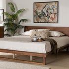 Baxton Studio Macayle Mid-Century Modern Ash Walnut Finished Wood King Size Platform Bed