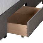 Baxton Studio Braylon Mid-Century Modern Transitional Light Grey Fabric and Dark Brown Finished Wood Queen Size 3-Drawer Storage Platform Bed