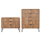 Manhattan Comfort2-Piece DUMBO Modern 5-Drawer Tall Dresser and DUMBO Modern 3-Drawer Standard Dresser in Golden Brown-Modern Room Deco