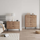 Manhattan Comfort2-Piece DUMBO Modern  5-Drawer Tall Dresser and DUMBO Modern 3-Drawer Standard Dresser in Golden Brown