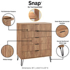 Manhattan Comfort2-Piece DUMBO Modern  5-Drawer Tall Dresser and DUMBO Modern 3-Drawer Standard Dresser in Golden Brown