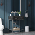 Meridian Furniture Marmo 24" Engineered Stone Top, Steel And Glass Base Vanity - Chrome