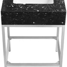 Meridian Furniture Marmo 24" Engineered Stone Top, Steel And Glass Base Vanity - Chrome