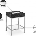 Meridian Furniture Marmo 24" Engineered Stone Top, Steel And Glass Base Vanity - Chrome